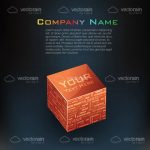 Tridimensional Cube with Business Theme and Sample Text